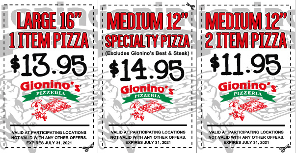 Printable Coupons Gionino's Pizzeria